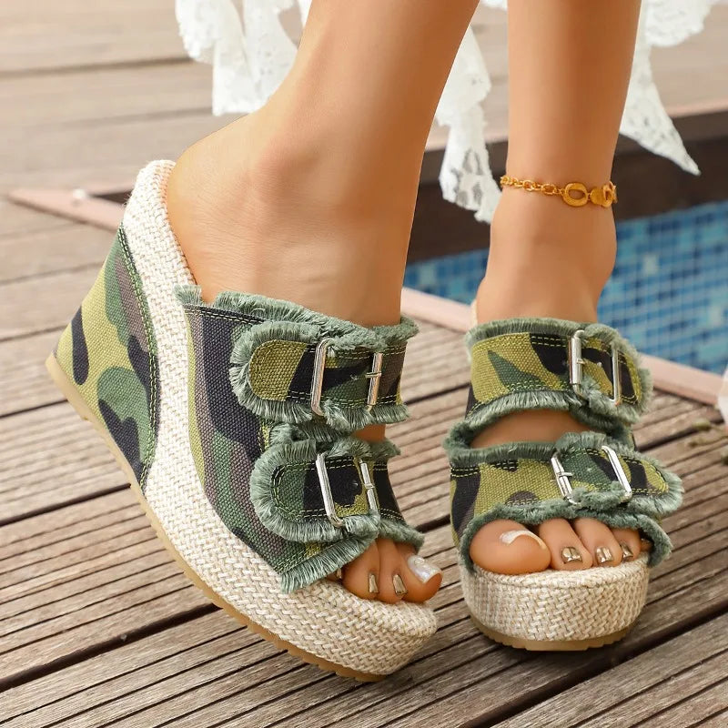 Riviera Denim Wedges