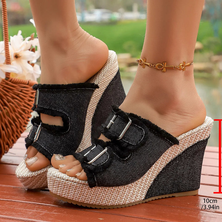 Riviera Denim Wedges