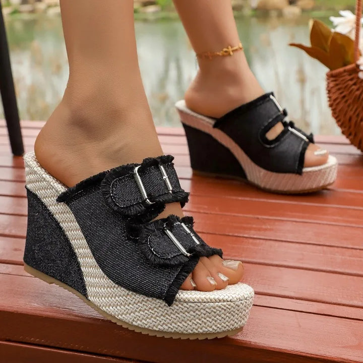 Riviera Denim Wedges