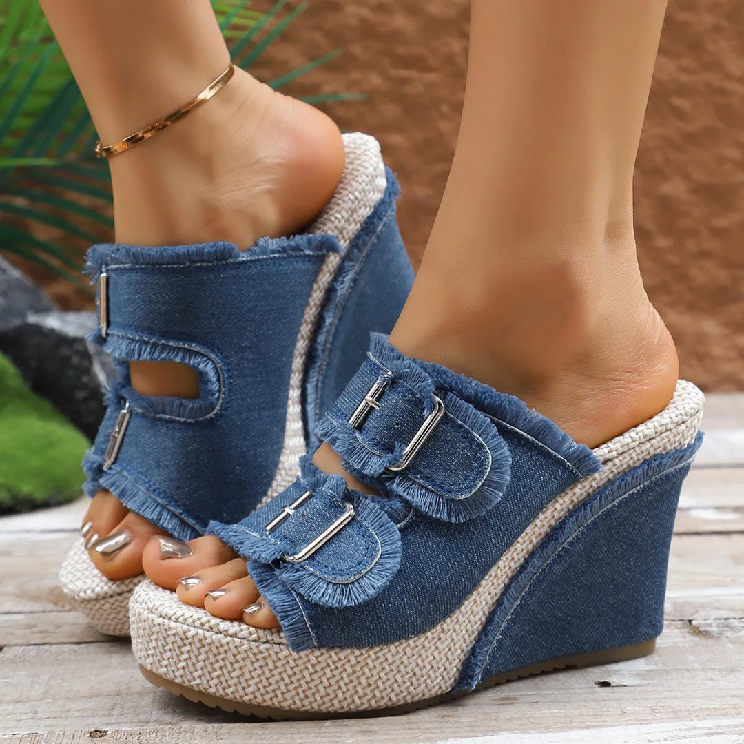 Riviera Denim Wedges